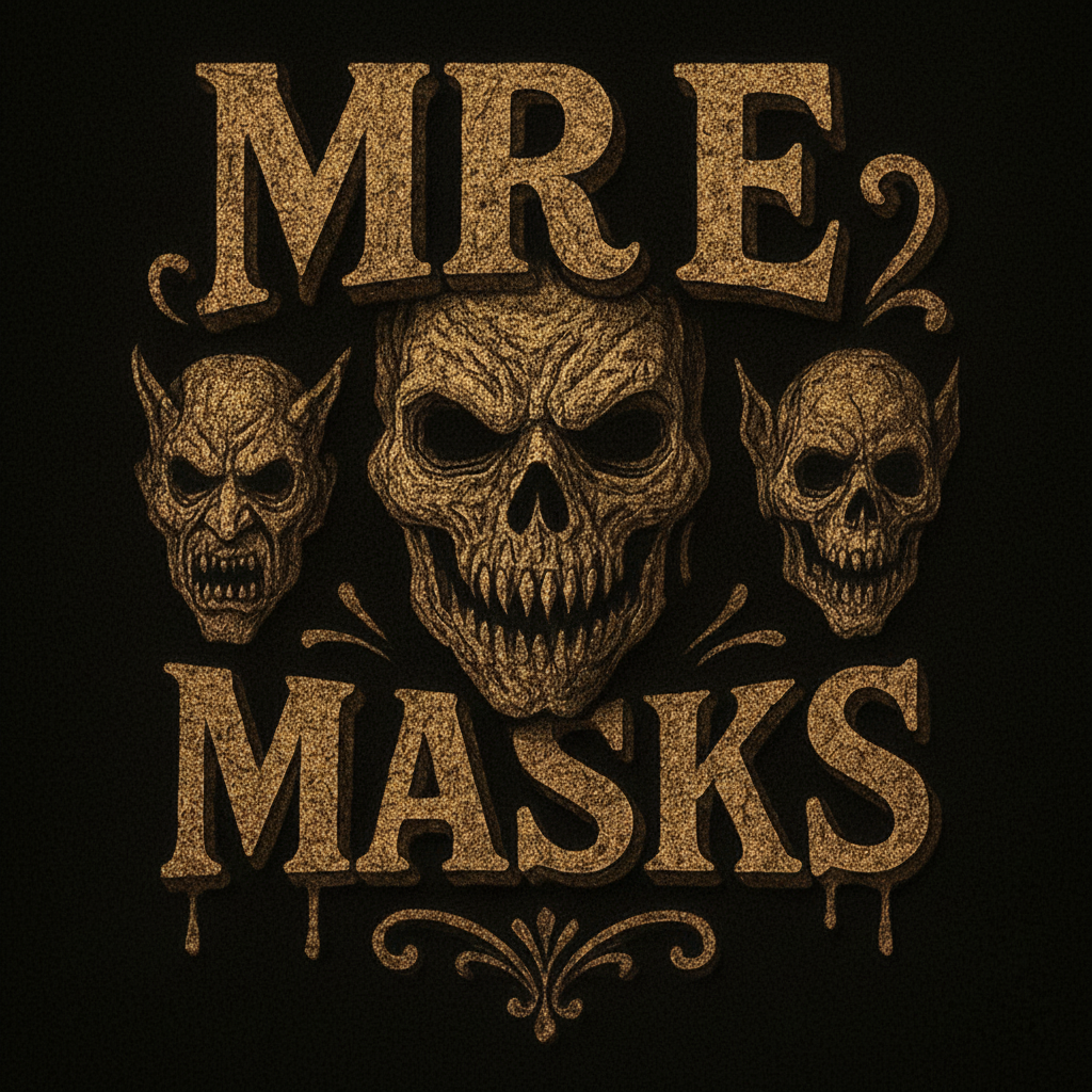 Mr E Masks Logo - Black Background PNG