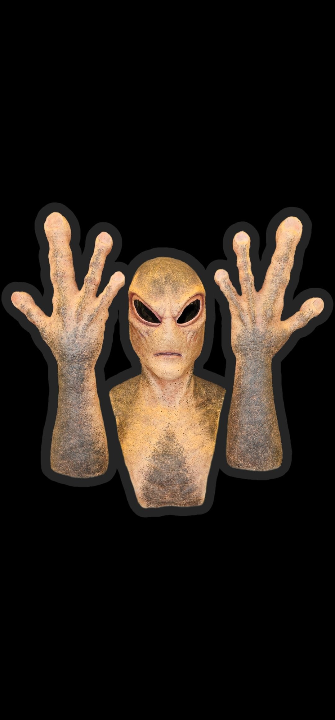 Alien silicone mask with hands and sleeves four 4 fingers