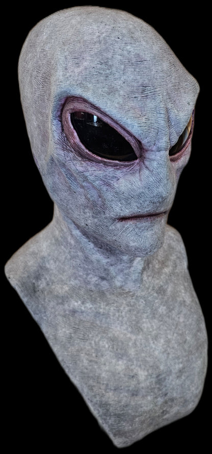 Gray alien head sculptured mask