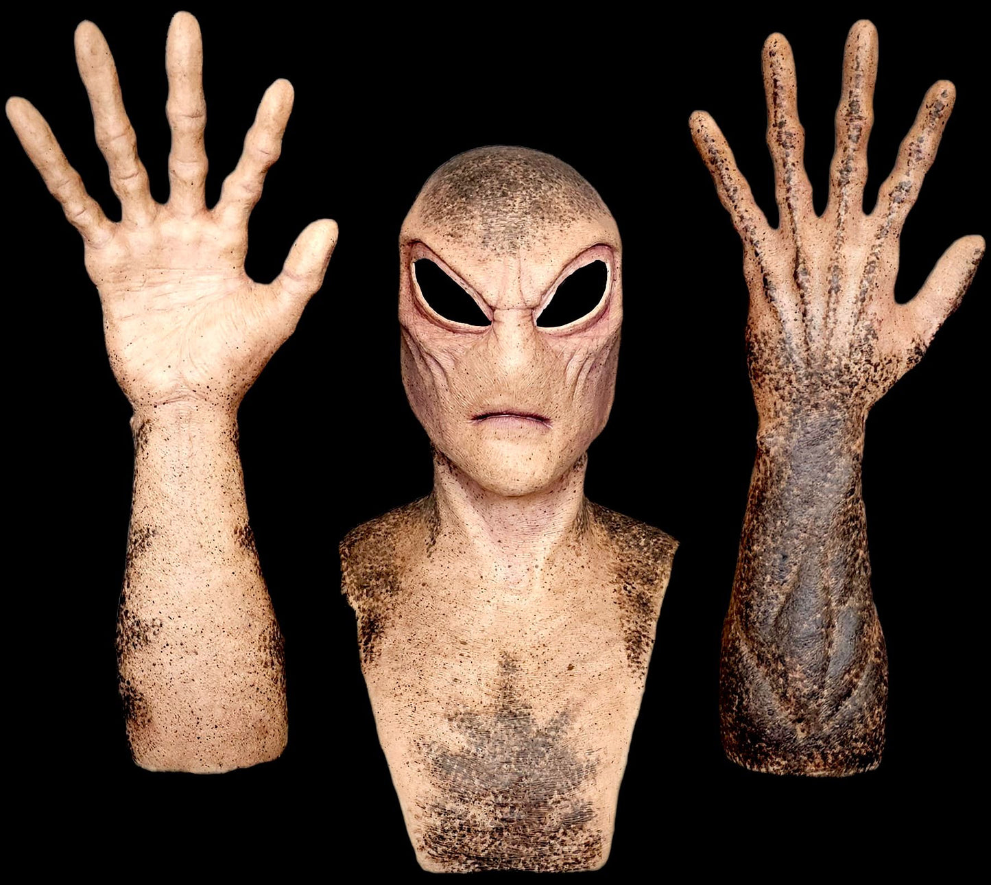 Silicone Alien head mask and hands sleeves