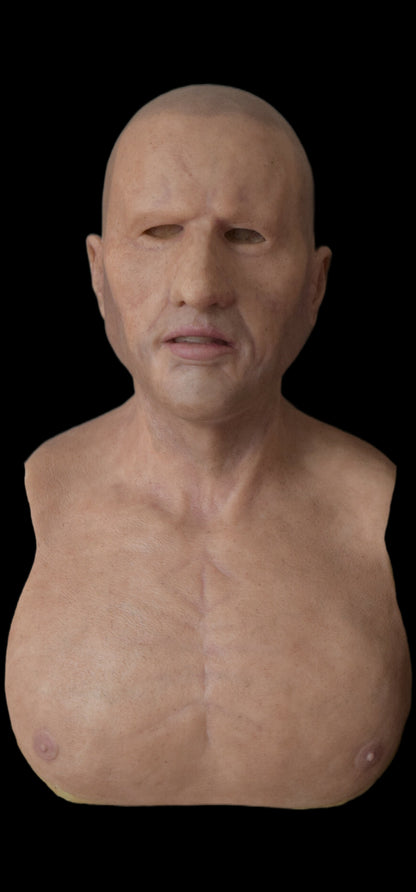Young man mask hairless bald