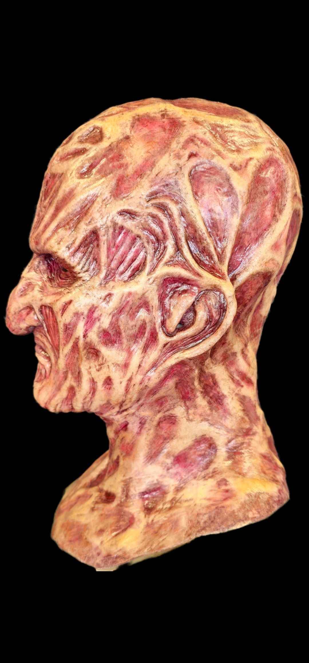 Freddy Burnie mask worn — side profile view