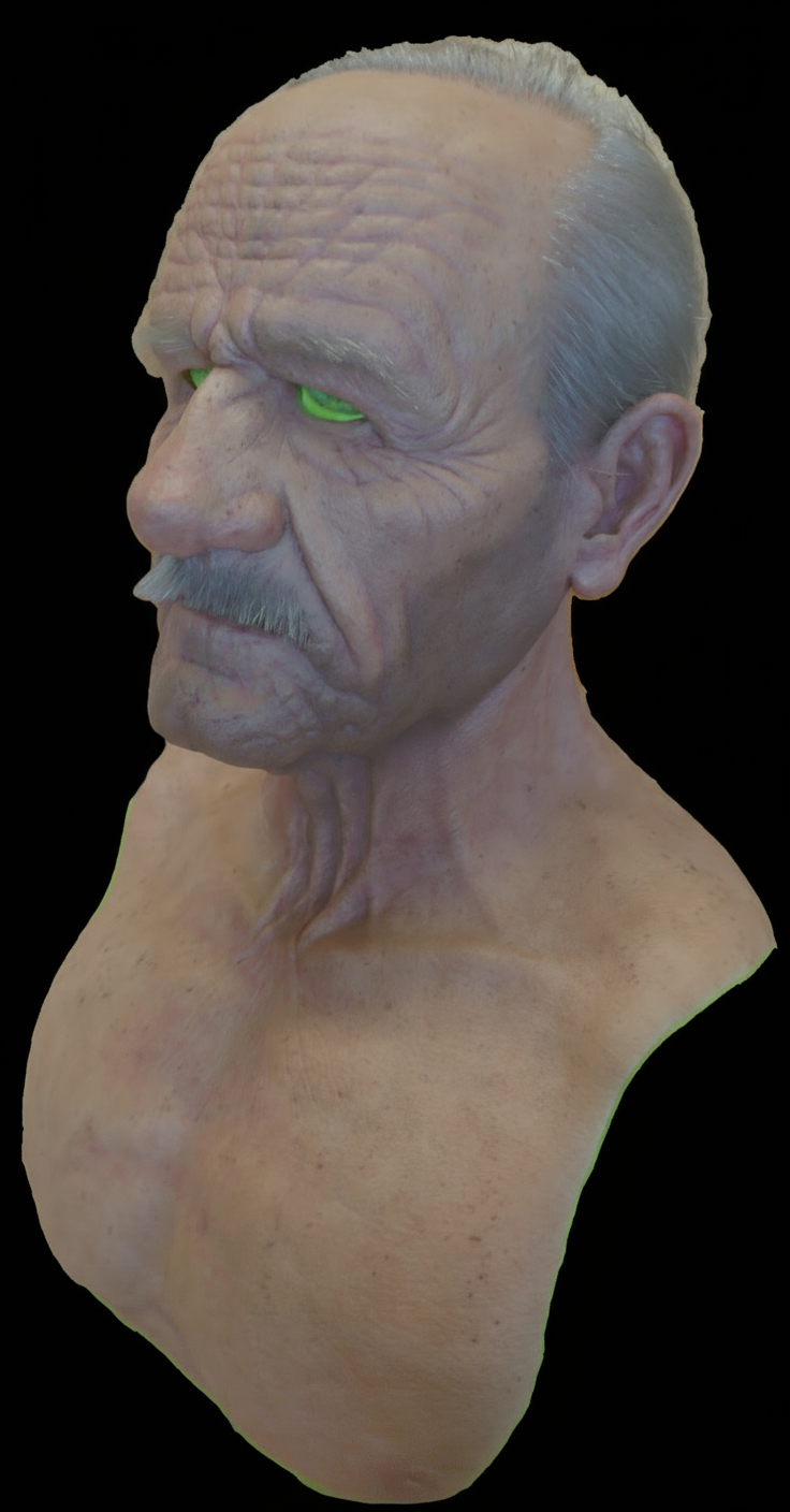 Silicone old man mask UK grey hair eyebrows moustache