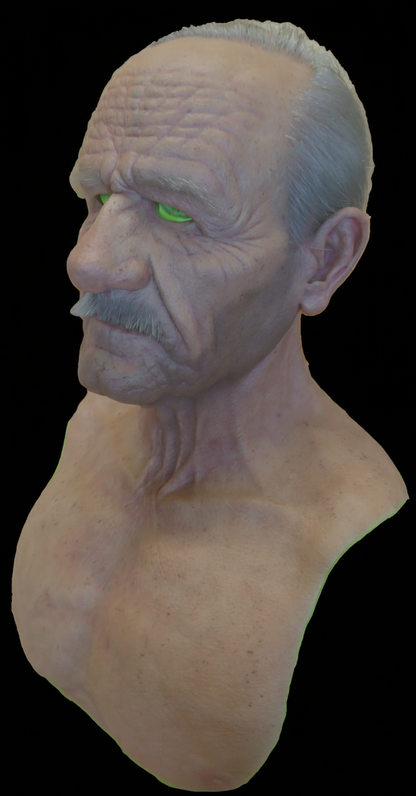 Silicone old man mask UK grey hair eyebrows moustache