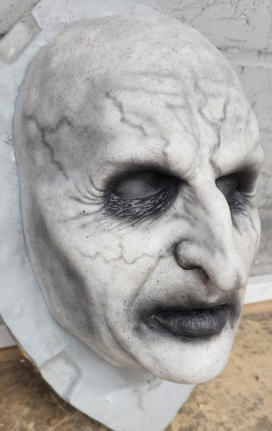 Realistic Evil Nun silicone mask, right side view
