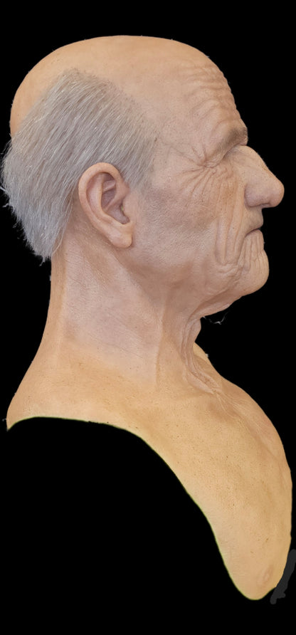 Albert realistic old man mask being worn - full transformation by Mr E Masks