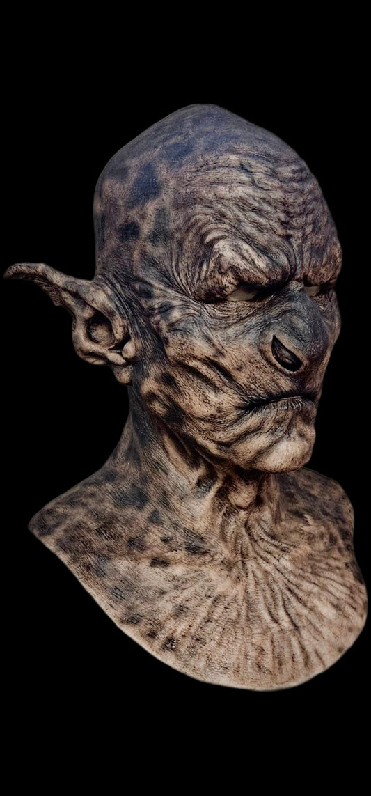 Orc Goblin Creature silicone head with textured skin and large pointed ears 