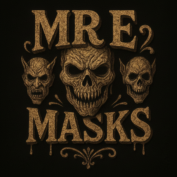 Mr E Masks Logo - Black Background PNG
