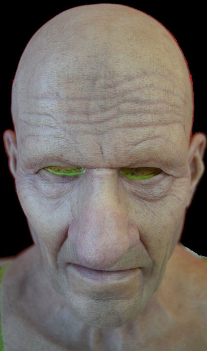 Realistic silicone mask bald person man prank video actor